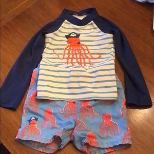 Baby boden 18-24m swim trunks and rash guard